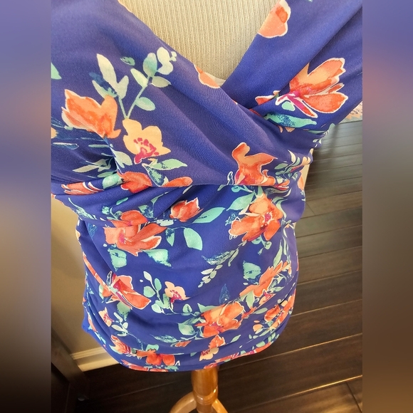 Lands’ End Women's Size 4 Swim Tank Blue Floral Tankini Swim Top Adjustable - Picture 5 of 10